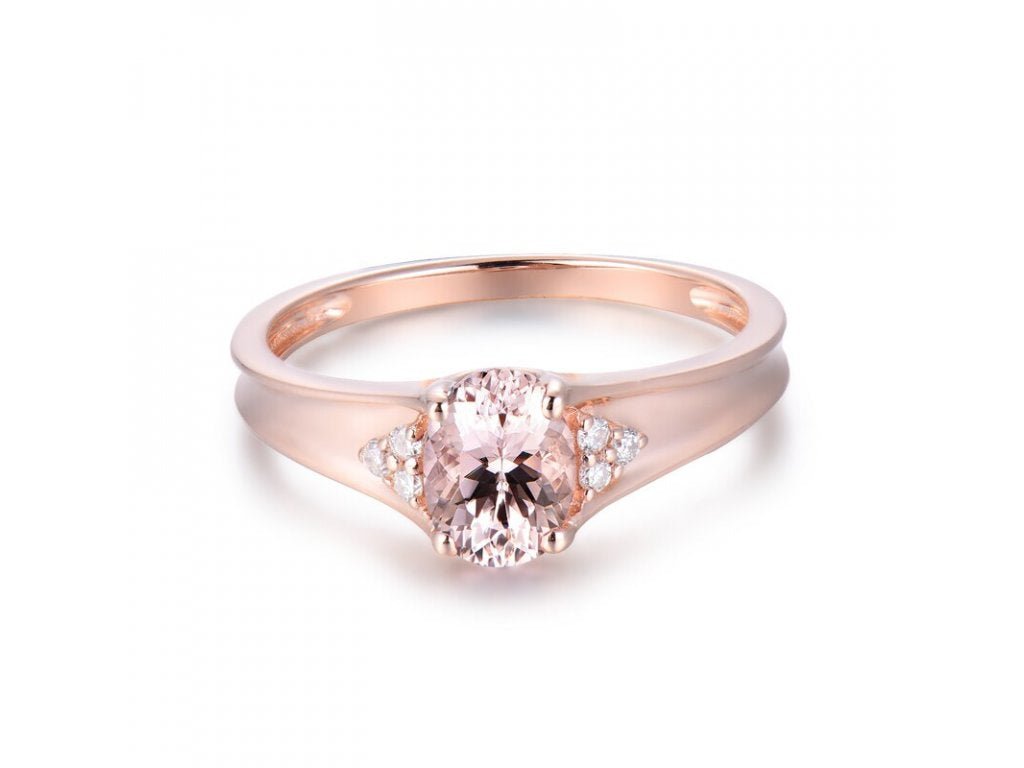 14K Rose Gold Ring with Diamond 0.62 ct Natural Morganite