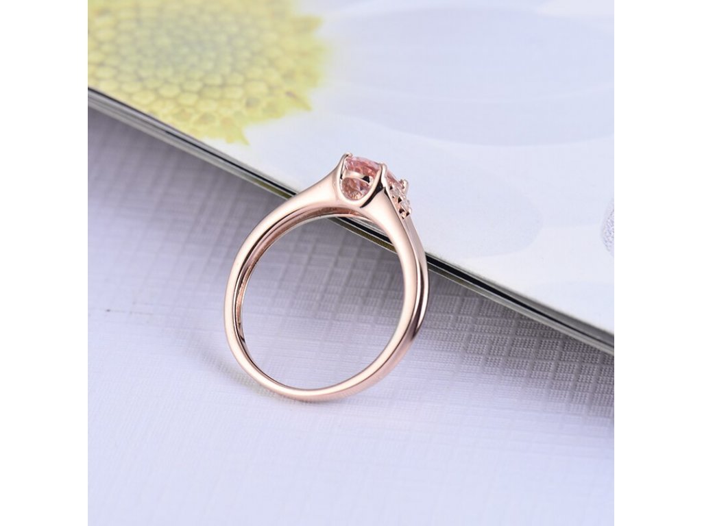 14K Rose Gold Ring with Diamond 0.62 ct Natural Morganite