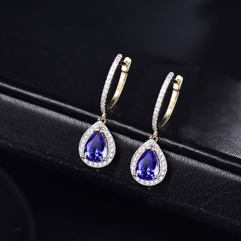 14K White Gold 1.33ct Tanzanite Earrings with Diamonds
