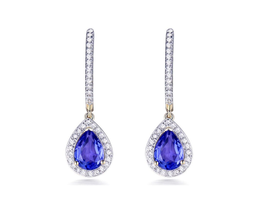 14K White Gold 1.33ct Tanzanite Earrings with Diamonds