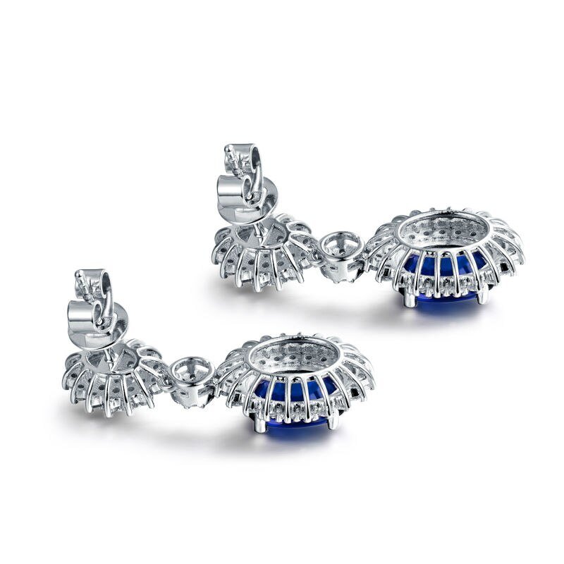 14K White Gold 3.00ct Sapphire Earrings with Diamond