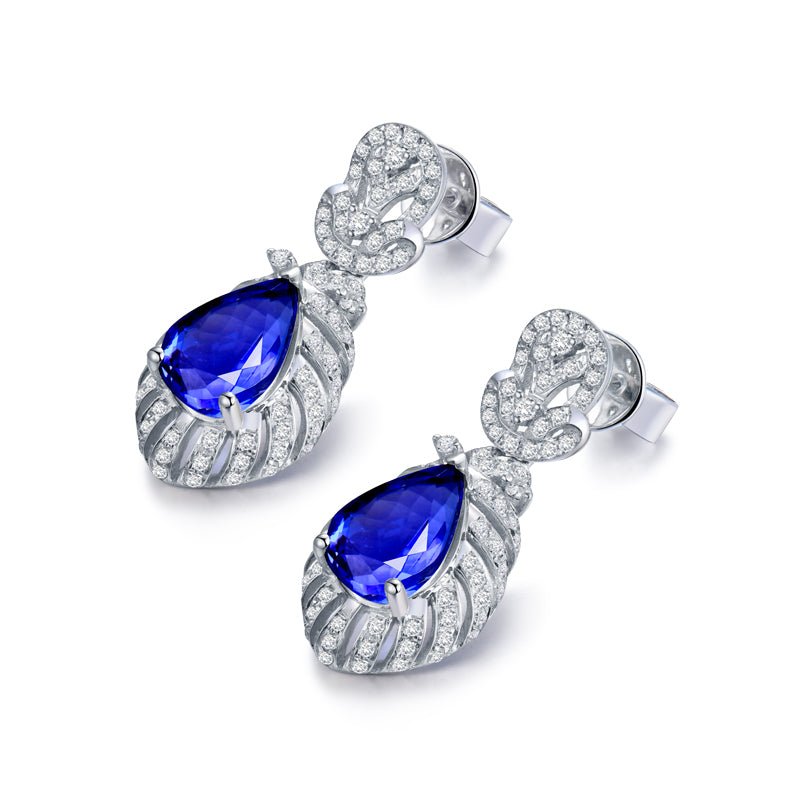 14K White Gold 3.00ct Tanzanite Earrings with Diamonds