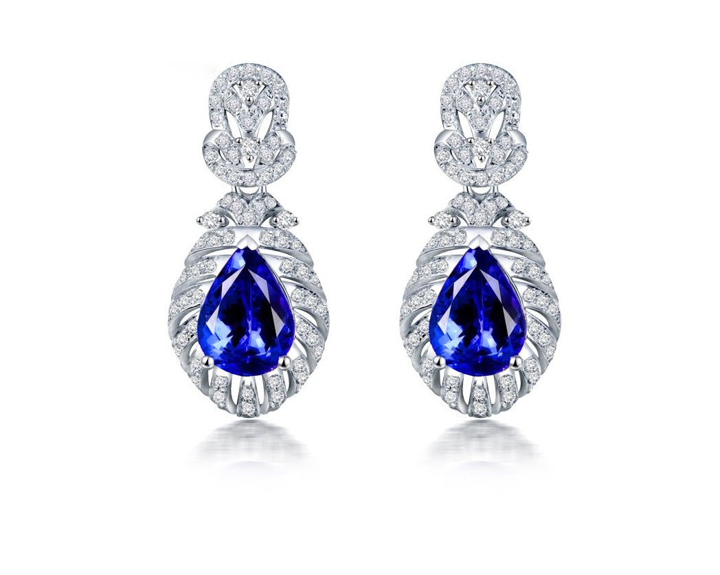14K White Gold 3.00ct Tanzanite Earrings with Diamonds