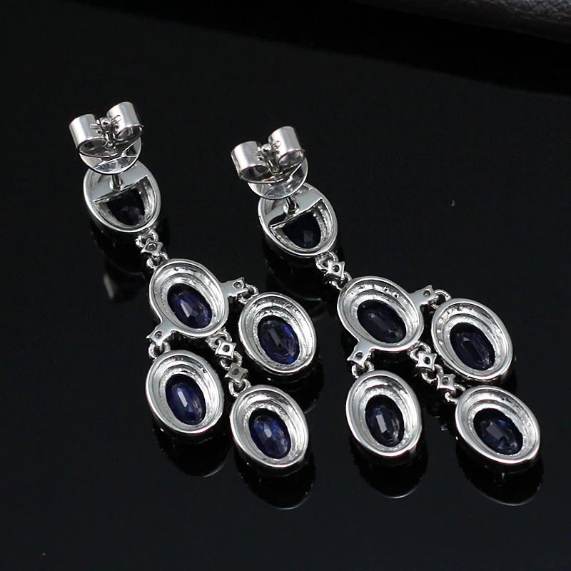 14K White Gold 7.40ct Sapphire Earrings with Diamond