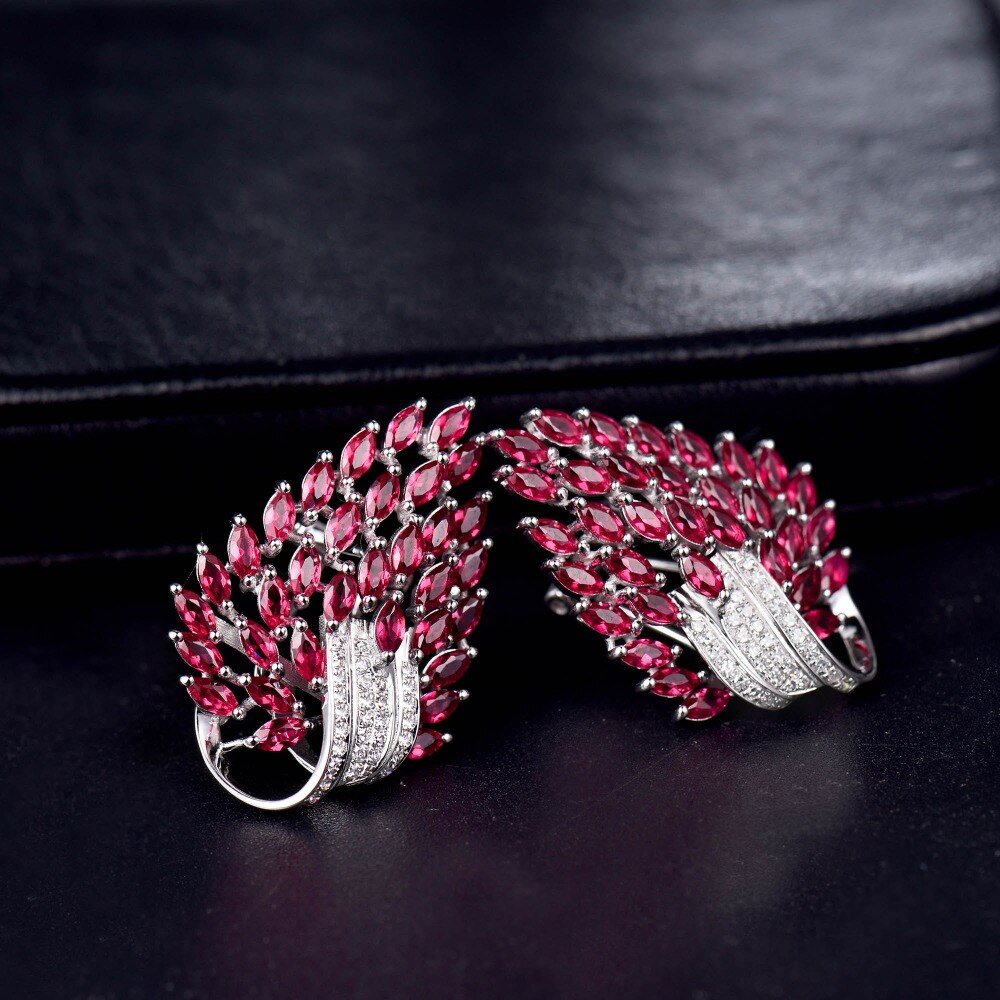 14K White Gold 8.46ct Pink Ruby Earrings with Natural Diamonds