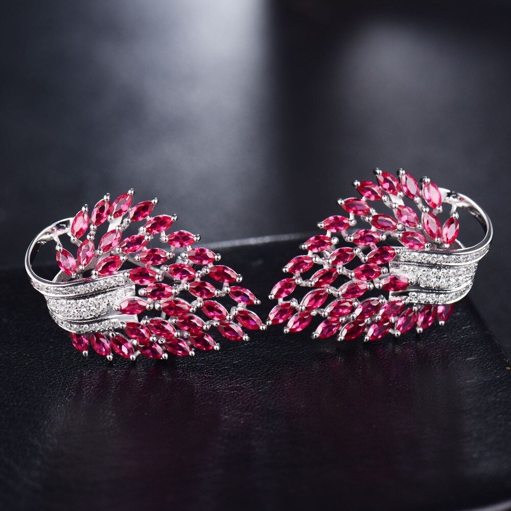 14K White Gold 8.46ct Pink Ruby Earrings with Natural Diamonds