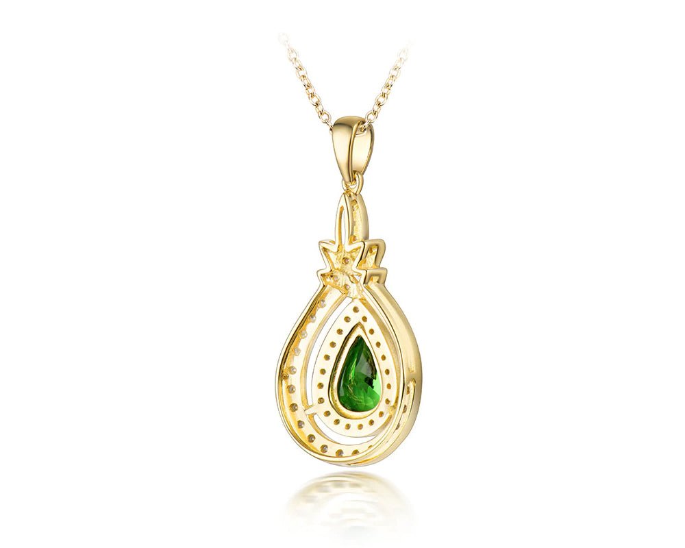 14K Yellow Gold 0.71ct Tsavorite Pendant with Natural Diamond