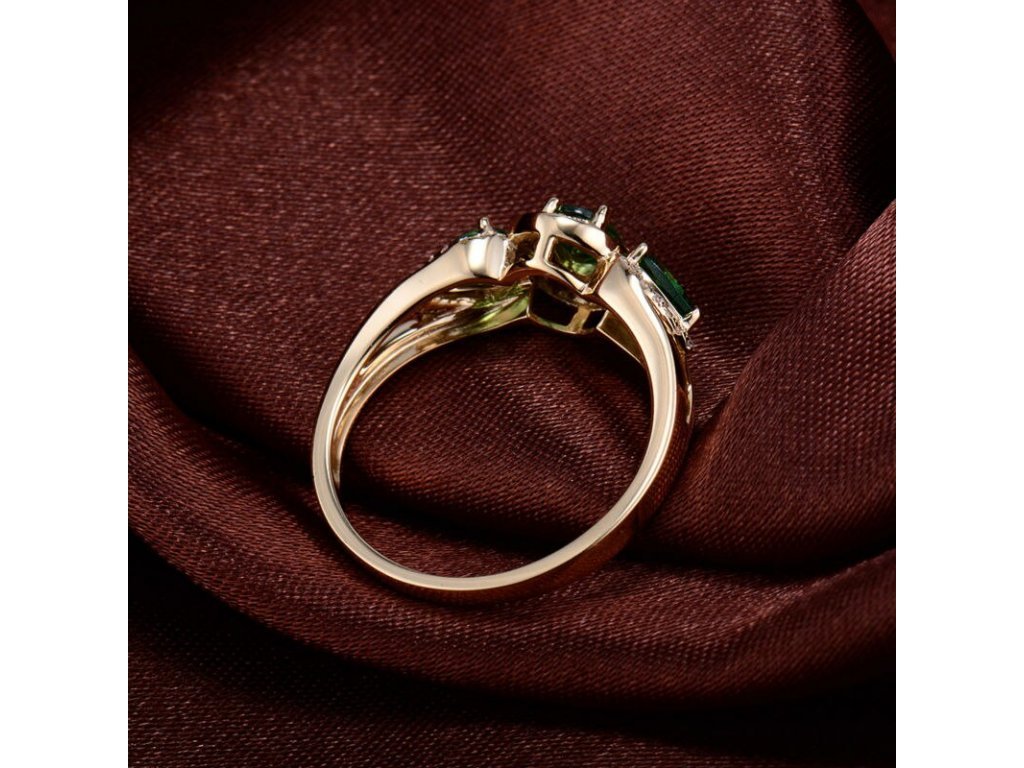 14K Yellow Gold Diamond 1.08 ct Tsavorite Ring