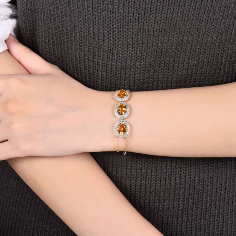 14kt Gold Bracelet with Citrine 5.10 ct & Diamonds 0.74 ct – Oval Cut