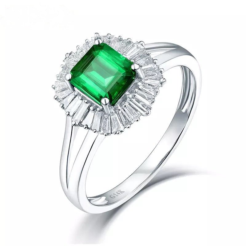 14Kt Gold Diamond 1.00 ct Emerald Ring