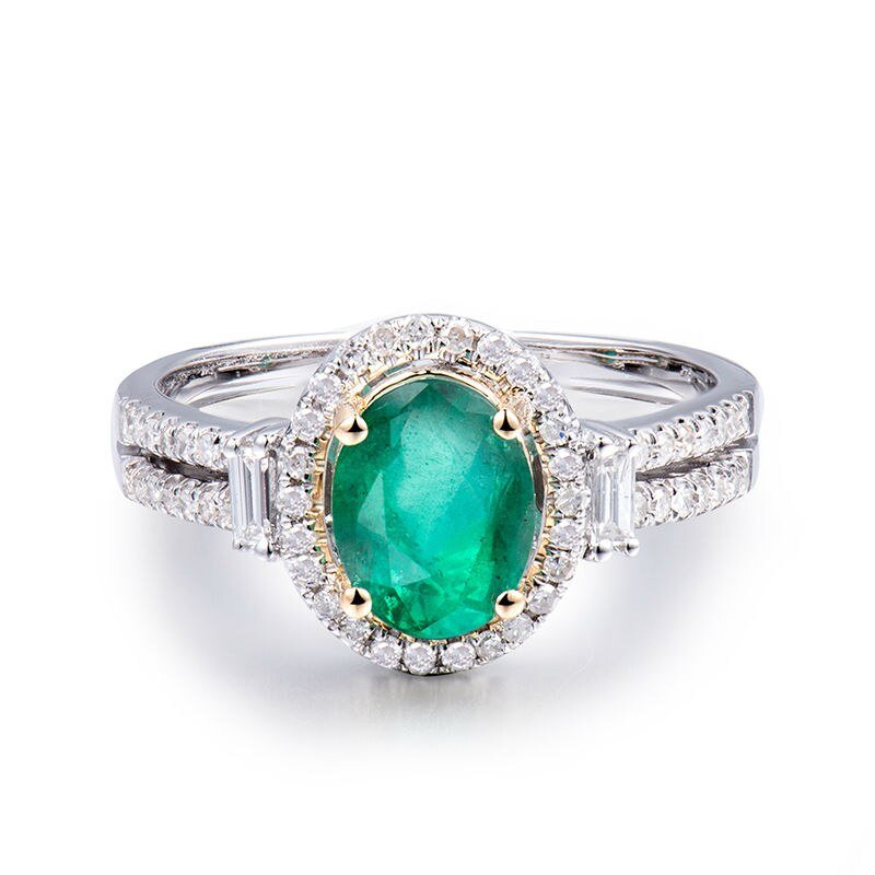 14Kt Gold Diamond 1.30 ct Emerald Ring