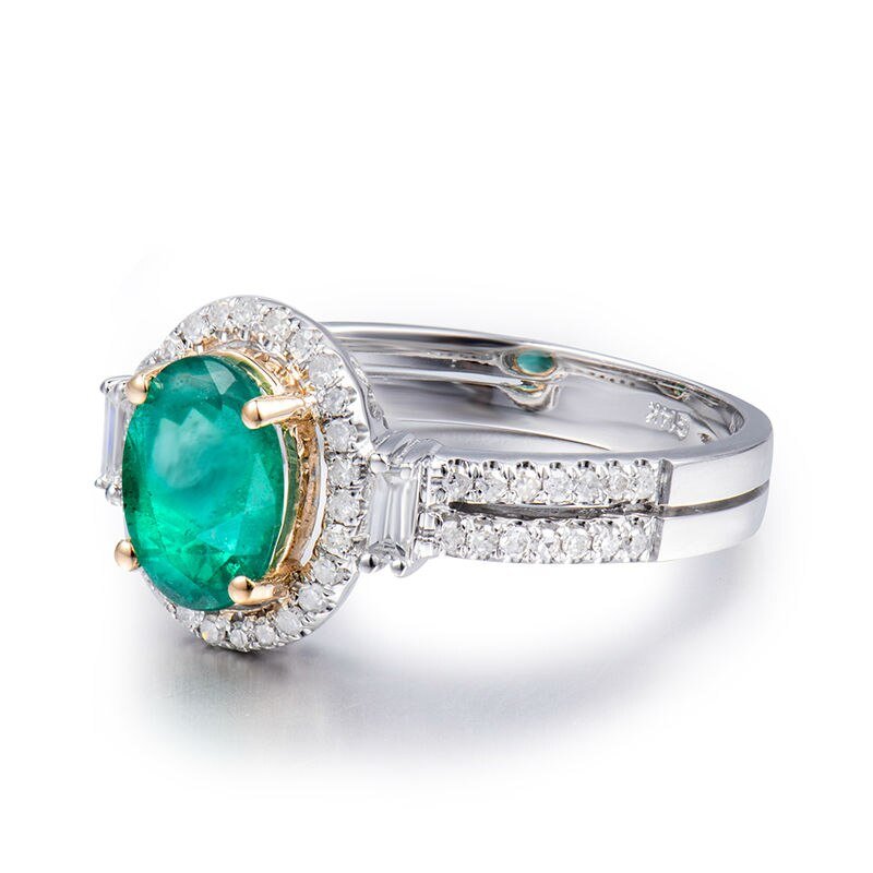 14Kt Gold Diamond 1.30 ct Emerald Ring