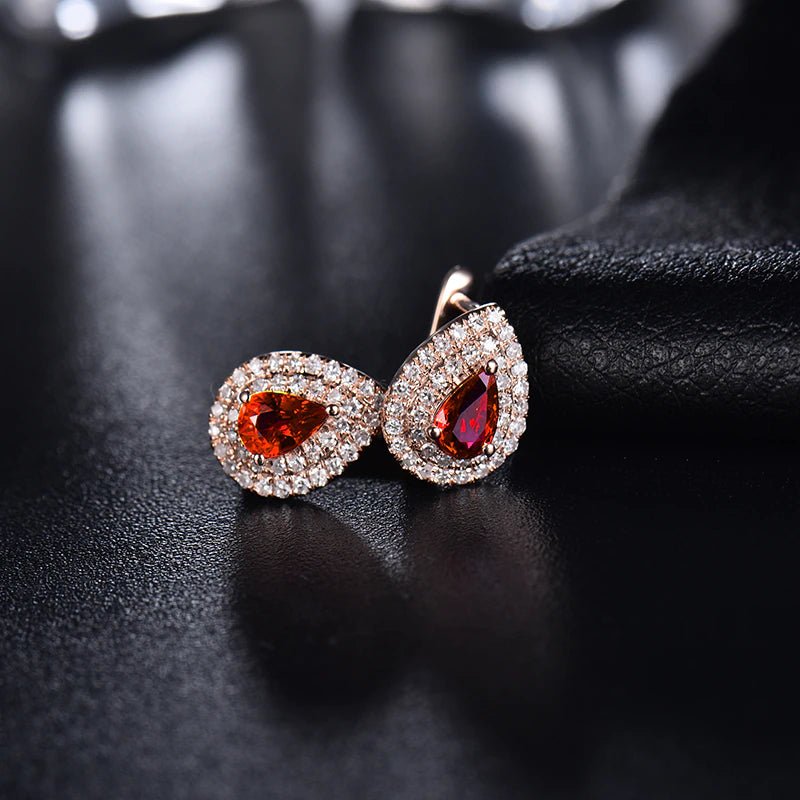 14kt Rose Gold 1.00ct Ruby Earrings with Natural Diamonds