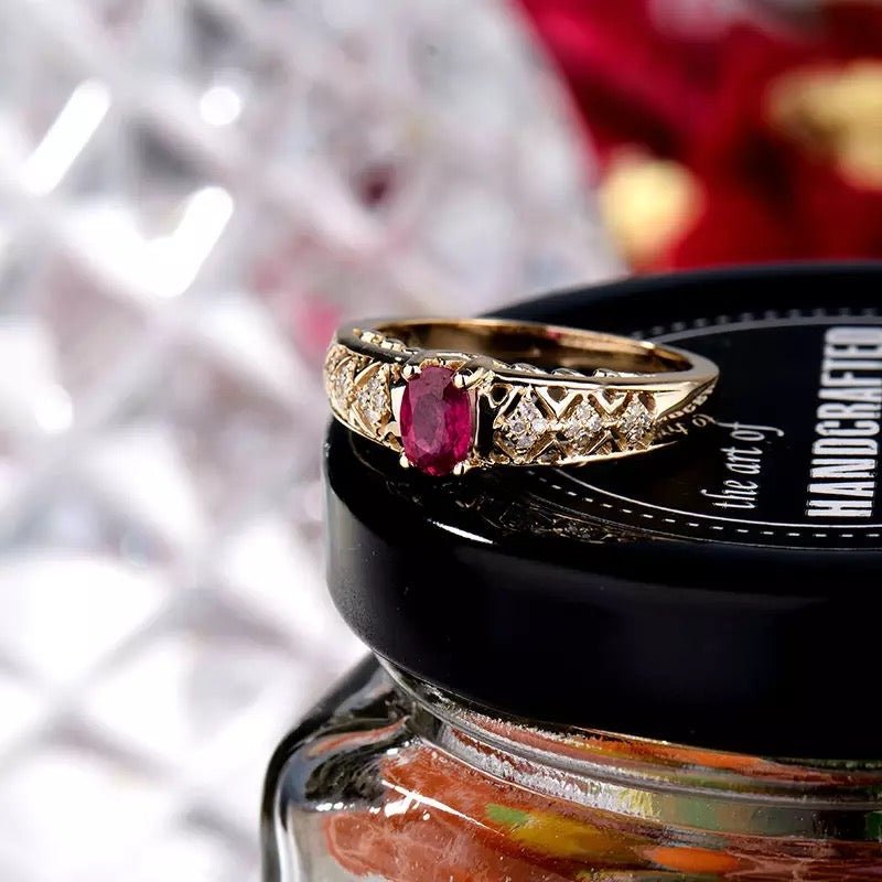14Kt Rose Gold Diamond 0.69 ct Ruby Ring
