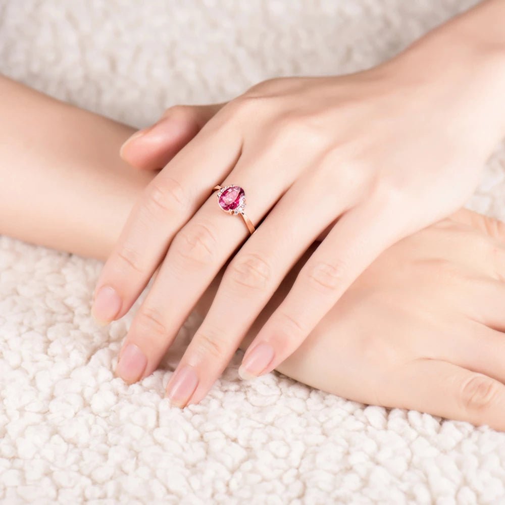 14kt Rose Gold Diamond & 1.35ct Tourmaline Ring