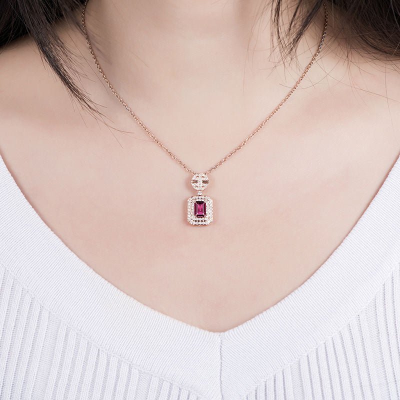 14Kt Rose Gold Natural Diamond 1.19 ct Tourmaline Pendant