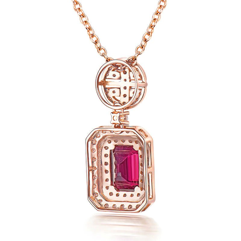 14Kt Rose Gold Natural Diamond 1.19 ct Tourmaline Pendant