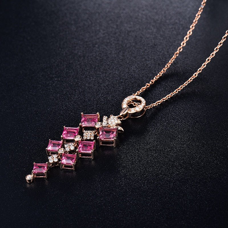 14Kt Rose Gold Natural Diamond 4.49 ct Tourmaline Pendant