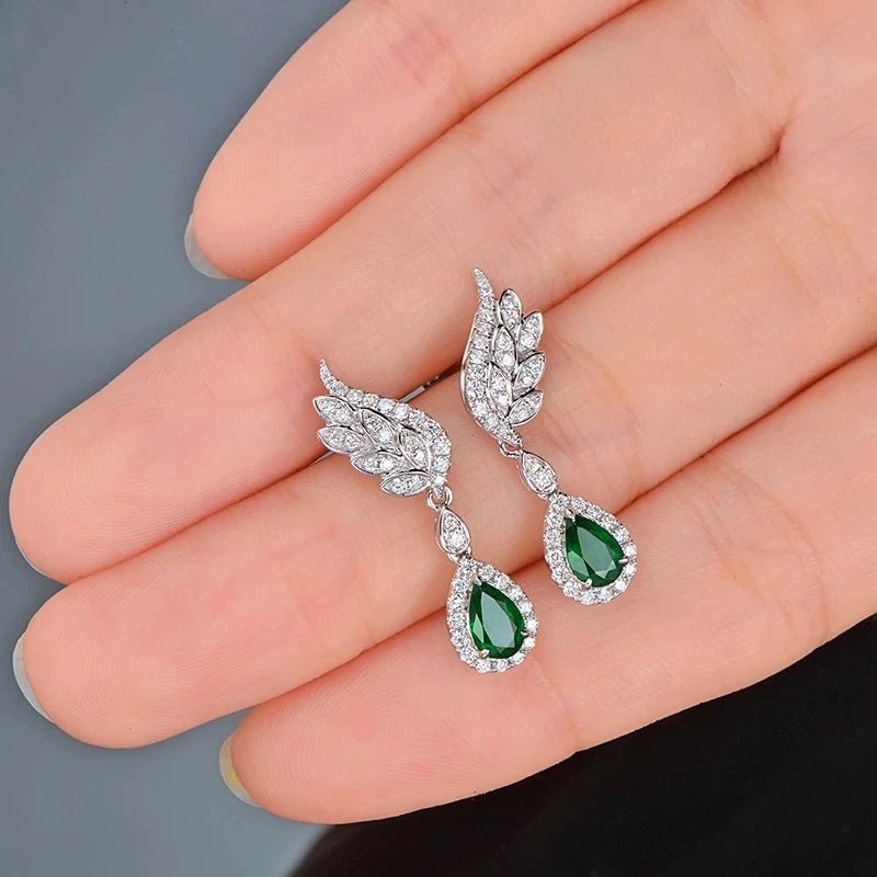 14Kt White Gold 0.85ct Emerald Earrings with Diamonds