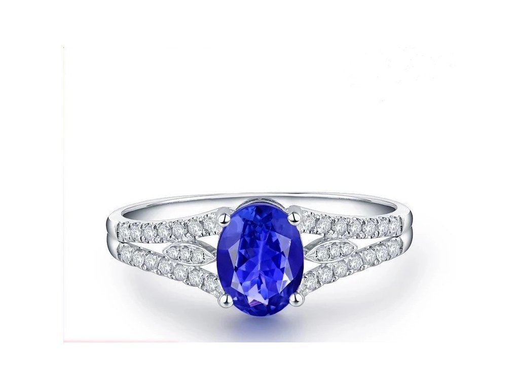 14Kt White Gold 1.15ct Tanzanite Ring with diamonds