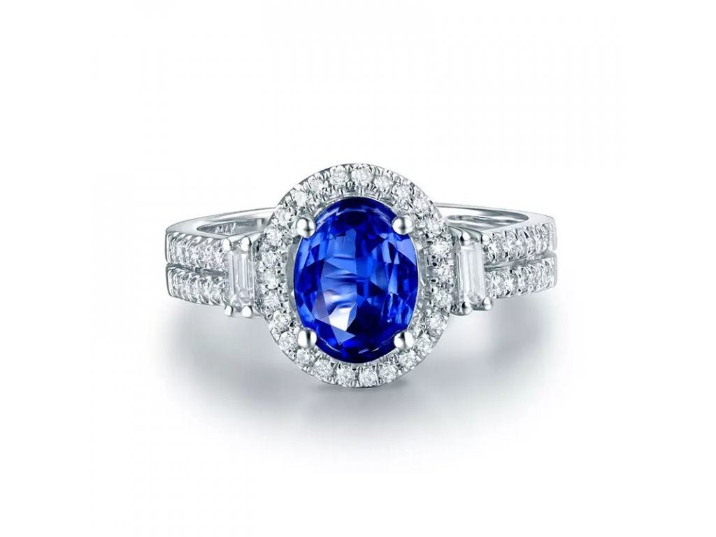 14Kt White Gold 2.10ct Tanzanite Ring with Diamonds