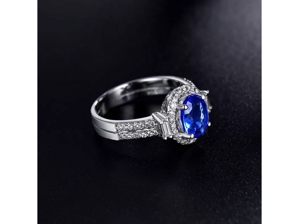 14Kt White Gold 2.10ct Tanzanite Ring with Diamonds