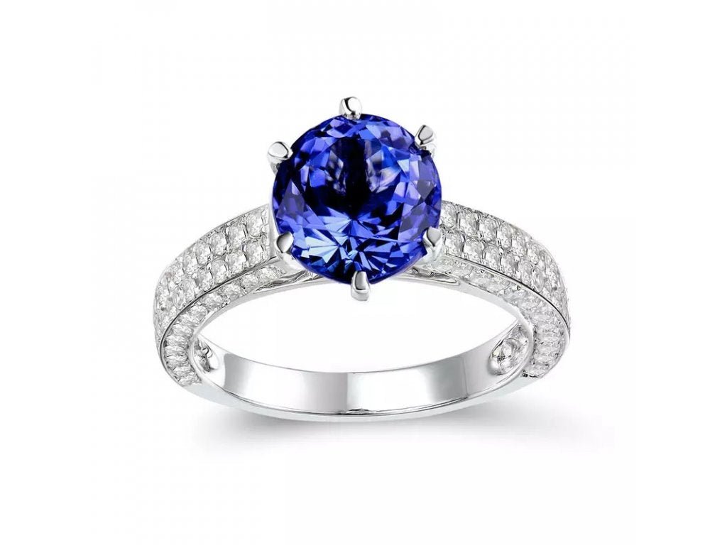 14Kt White Gold 2.44ct Tanzanite Ring with Diamonds