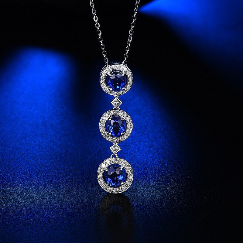14kt White Gold 2.855ct Blue Sapphire Pendant