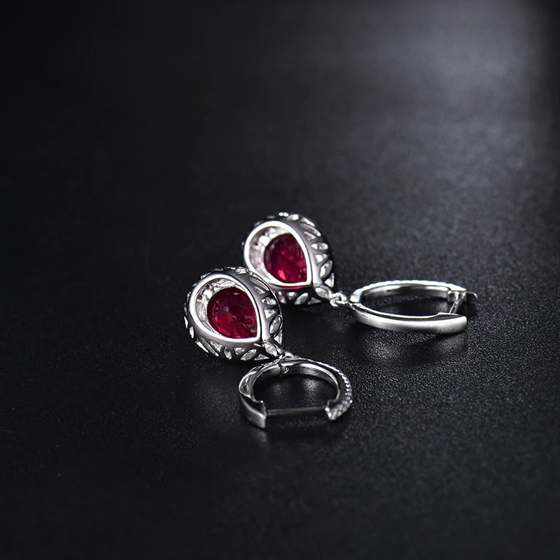14Kt White Gold 3.20ct Ruby Earrings with Natural Diamonds