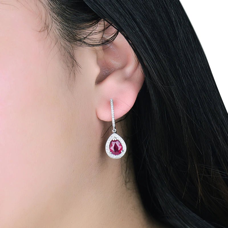 14Kt White Gold 3.20ct Ruby Earrings with Natural Diamonds