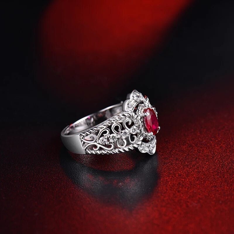 14Kt White Gold Diamond 0.50 ct Ruby Ring