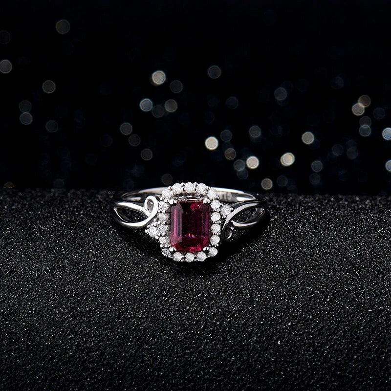 14kt White Gold Diamond & 0.83ct Pink Tourmaline Ring