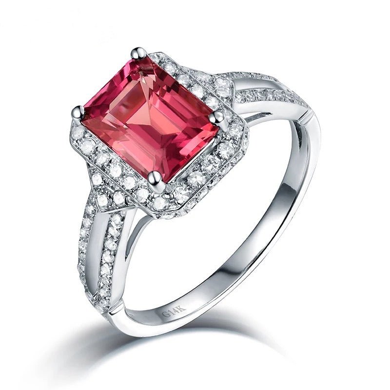 14kt White Gold Diamond & 1.76ct Tourmaline Ring