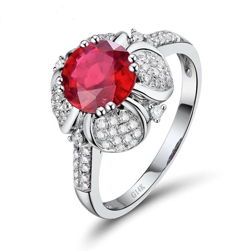 14Kt White Gold Diamond 1.77 ct Ruby Ring