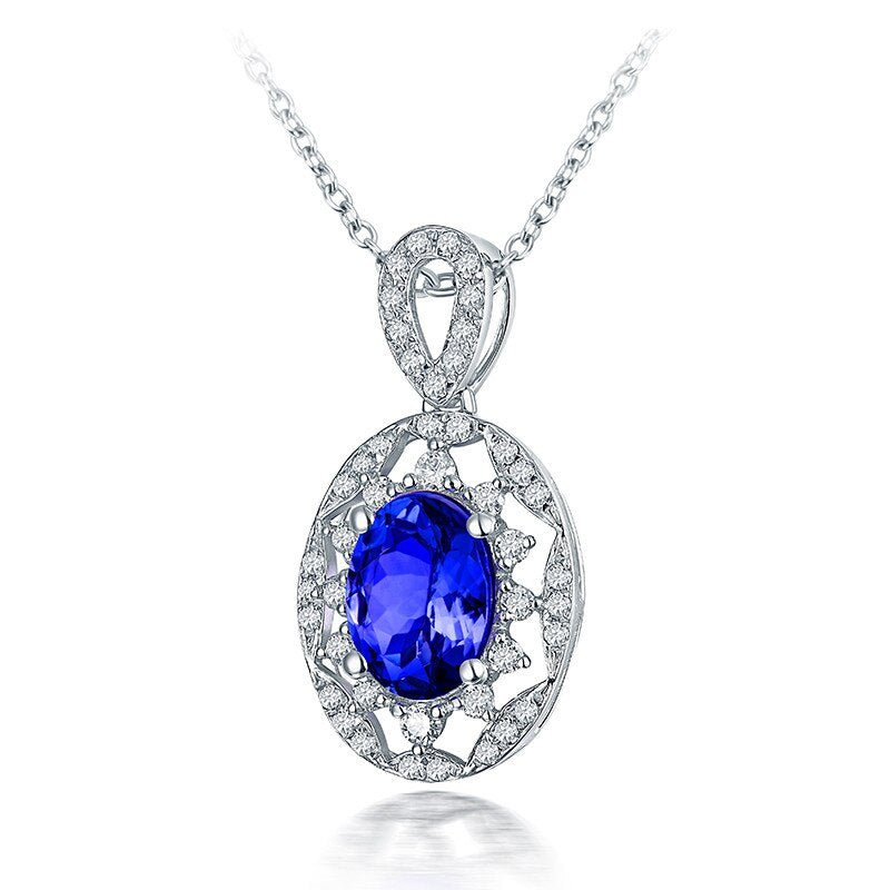 14Kt White Gold Diamond 1.85ct Tanzanite Pendant