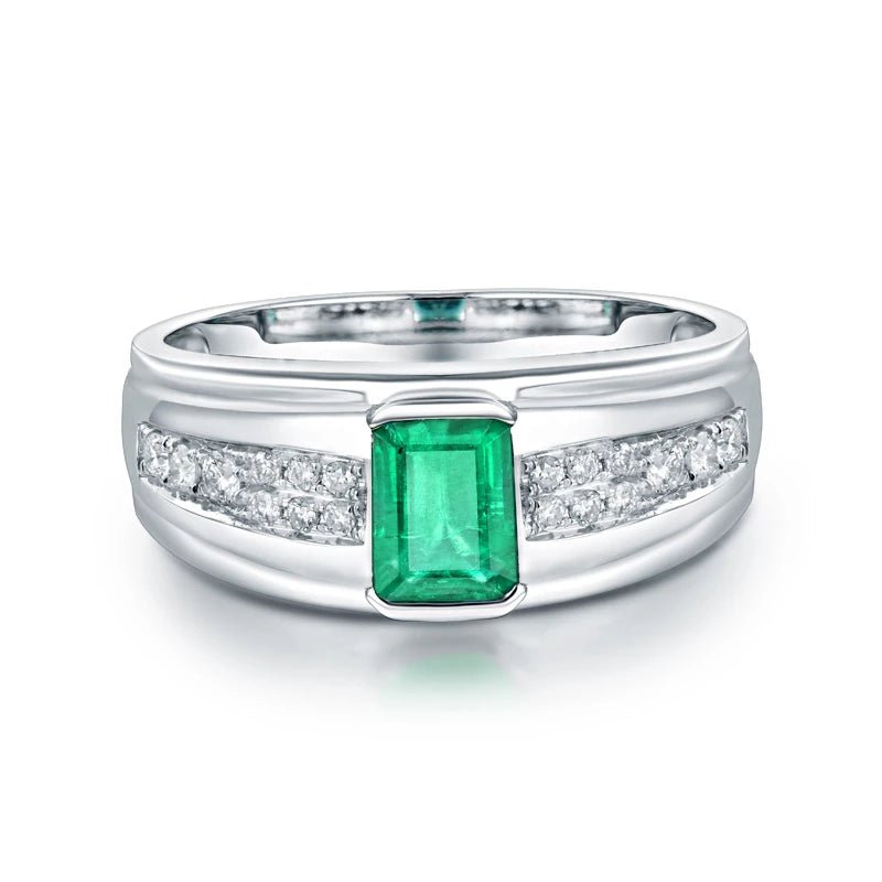 14kt White Gold Natural Diamonds & 0.70ct Emerald Rings