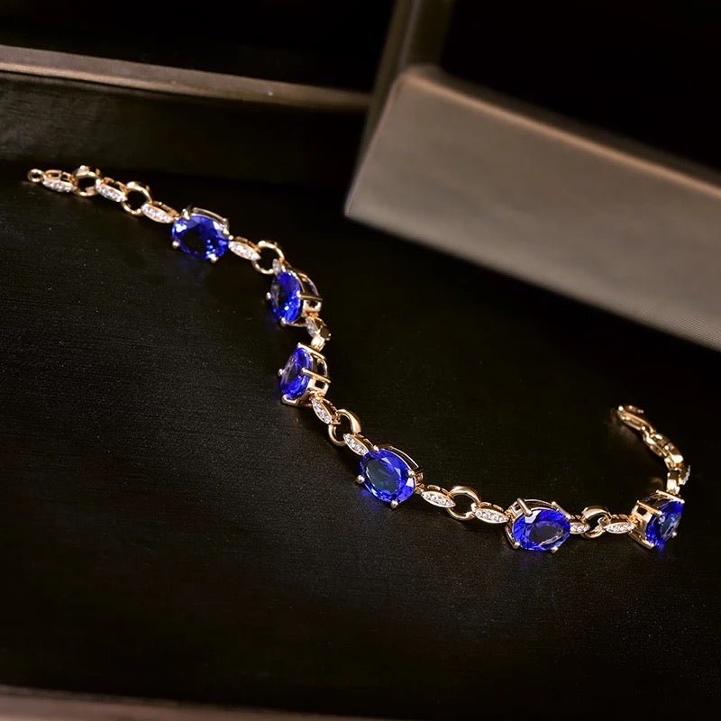 14Kt Yellow Gold 7.82ct Tanzanite Bracelet with Diamonds