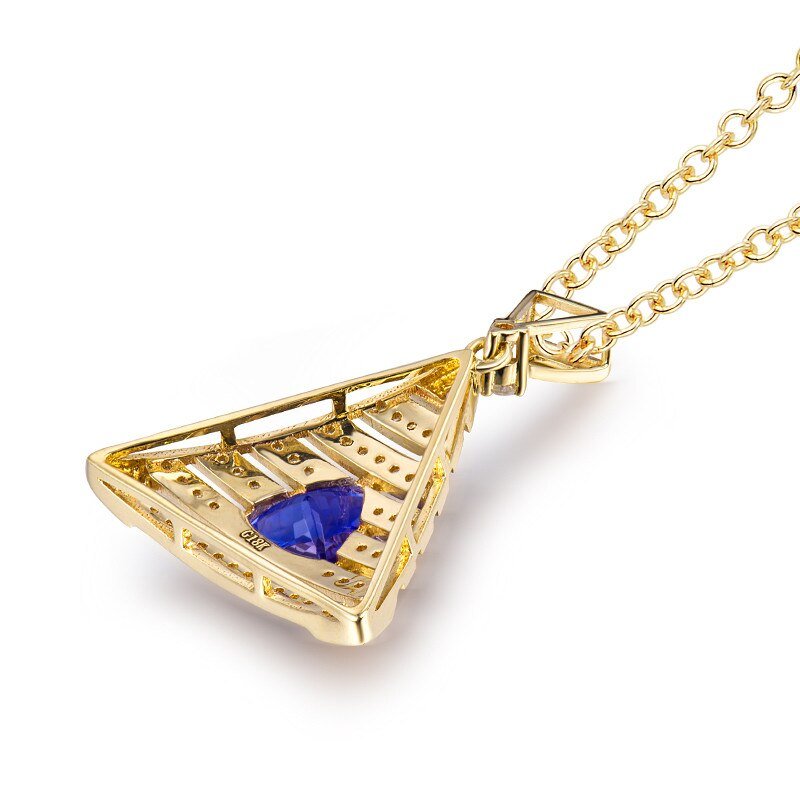 14Kt Yellow Gold Diamond 1.32 ct Tanzanite Pendant