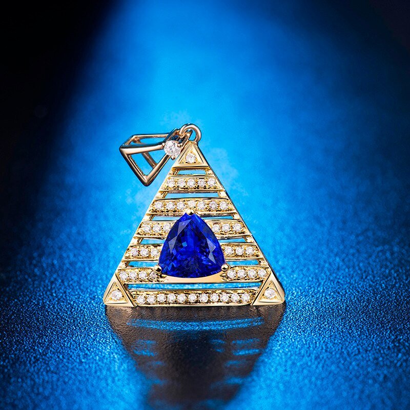 14Kt Yellow Gold Diamond 1.32 ct Tanzanite Pendant