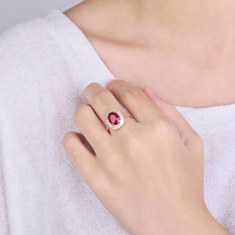 14Kt Yellow Gold Diamond 2.97 ct Ruby Ring