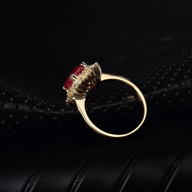 14Kt Yellow Gold Diamond 2.97 ct Ruby Ring