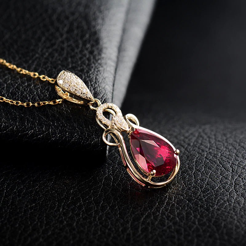 14Kt Yellow Gold Diamonds 0.45ct Ruby Pendant