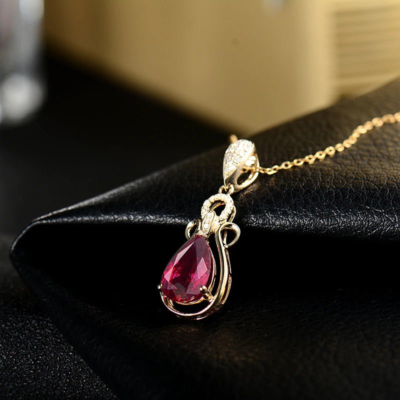 14Kt Yellow Gold Diamonds 0.45ct Ruby Pendant