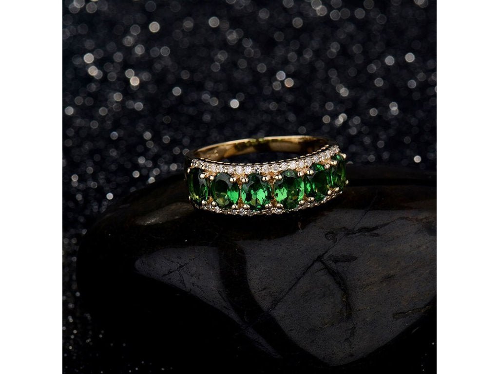 14kt Yellow Gold Diamonds 2.09ct Tsavorite Ring