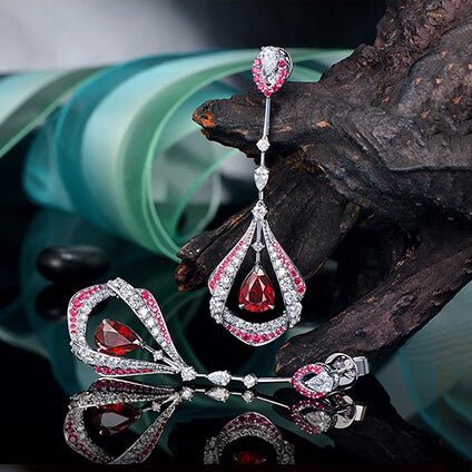 18K Gold 1.28ct Ruby Earrings with Diamonds