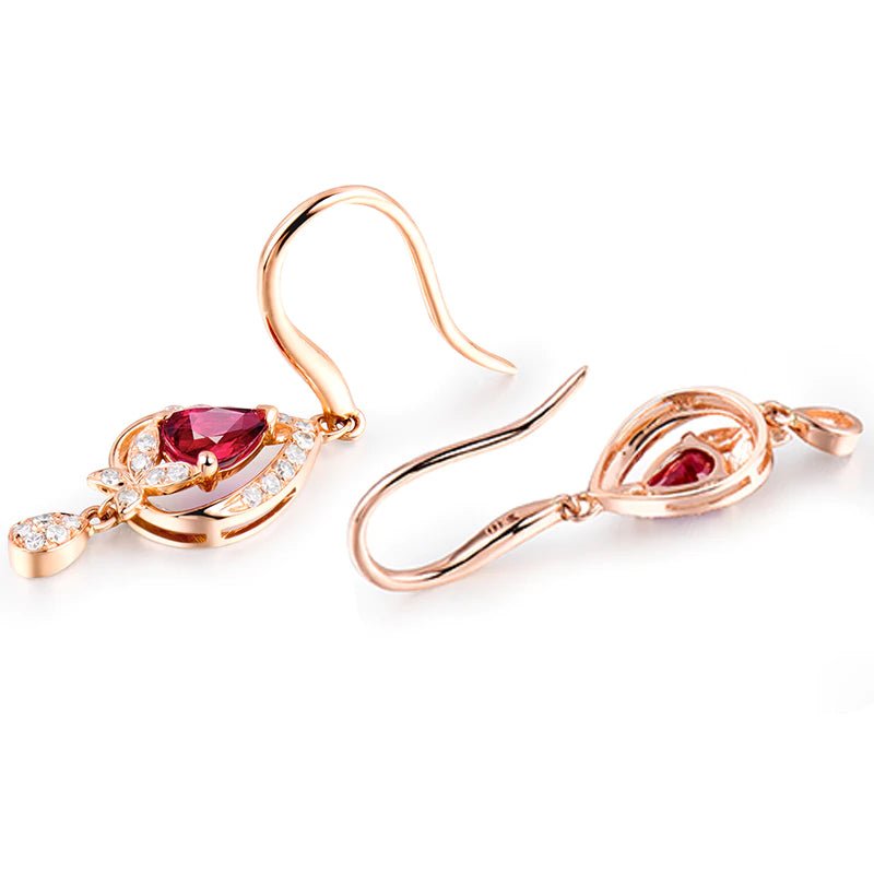 18K Rose Gold 1.00ct Ruby Earrings with Diamonds