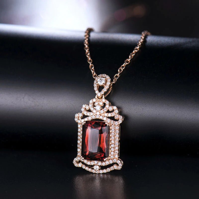 18K Rose Gold 3.97ct Tourmaline Pendant with Natural Diamonds