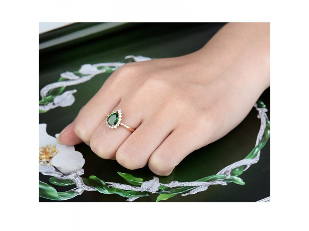 18k Rose Gold Diamond Engagement 1.20 ct Tsavorite Ring