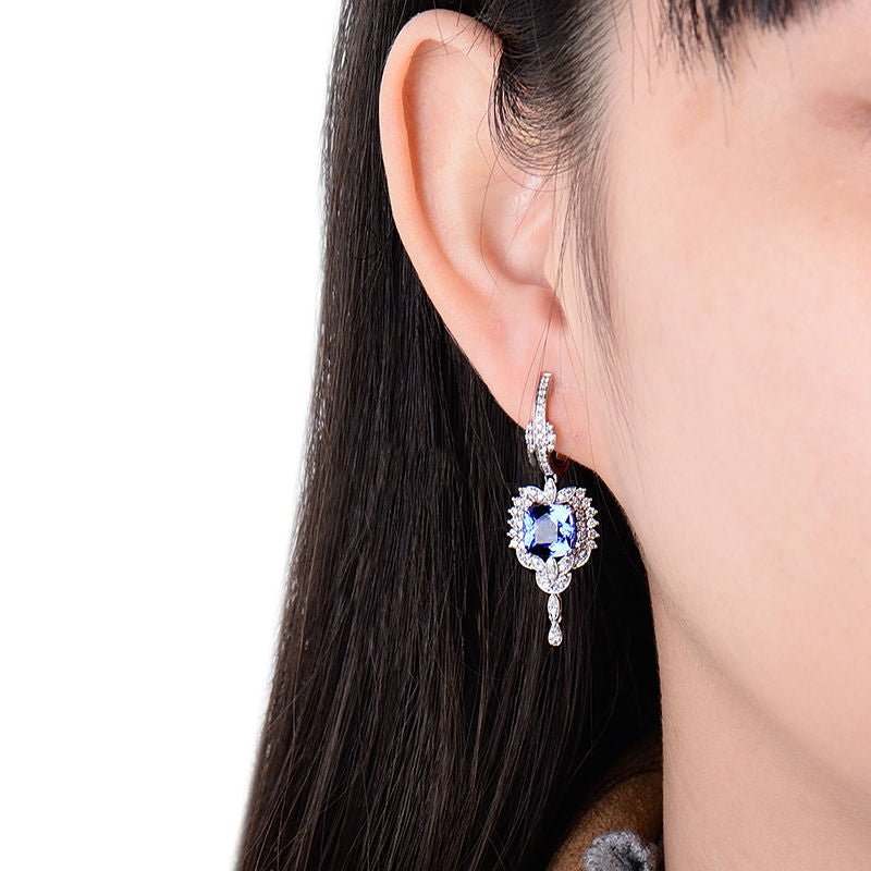 18K White Gold 3.80ct Tanzanite Earrings with Diamonds