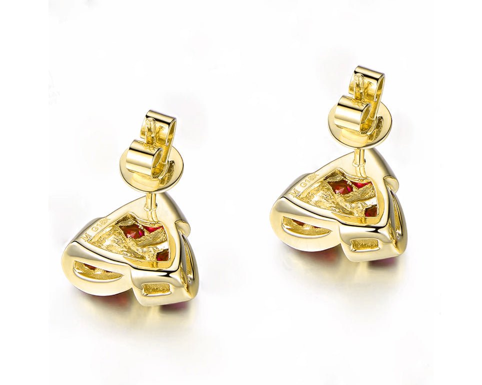 18K Yellow Gold 0.85ct Ruby Earrings with Natural Diamonds